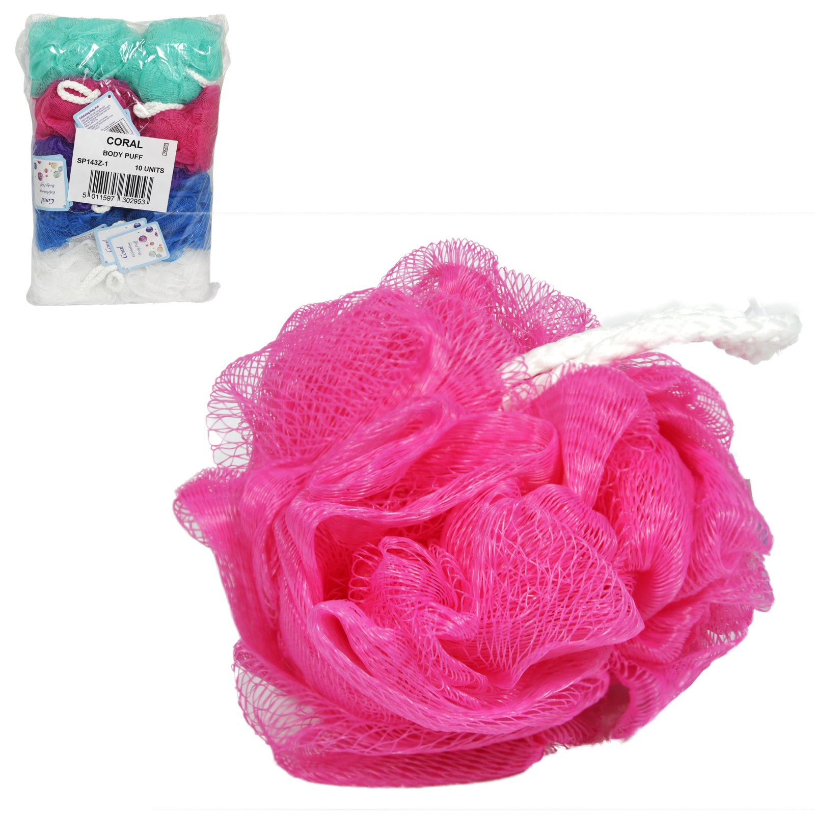 Coral Exfoliating Body Puff Coral Exfoliating Body Puff